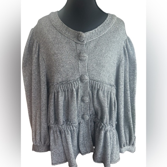 CHANEL Wool Blend Gray Women's Logo Button Snap Front Cardigan Size EU46/US12/L - Picture 3 of 10